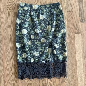 Free People Floral Lace Pencil Skirt